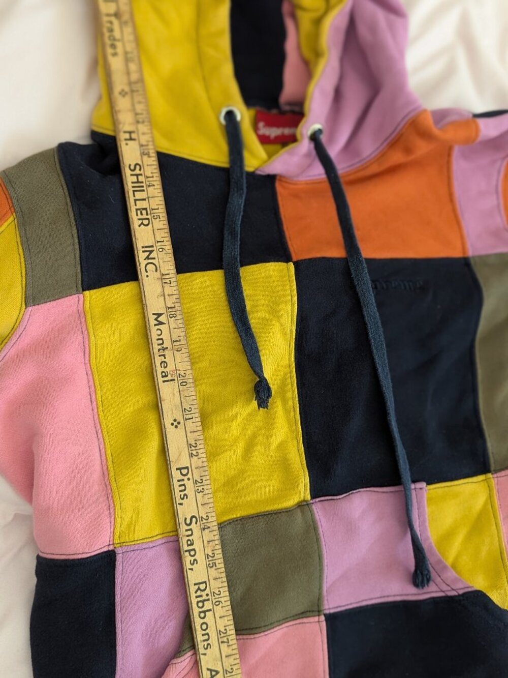 Supreme Multi-Color Patchwork Hooded Sweatshirt Size Small - Picture 15 of 15